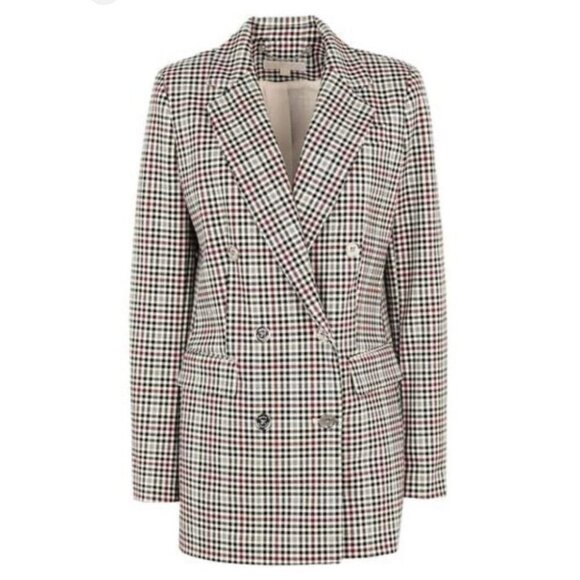 Michael Michael  Kors Micro Plaid Structured Double Breasted Blazer 6 - Picture 1 of 13